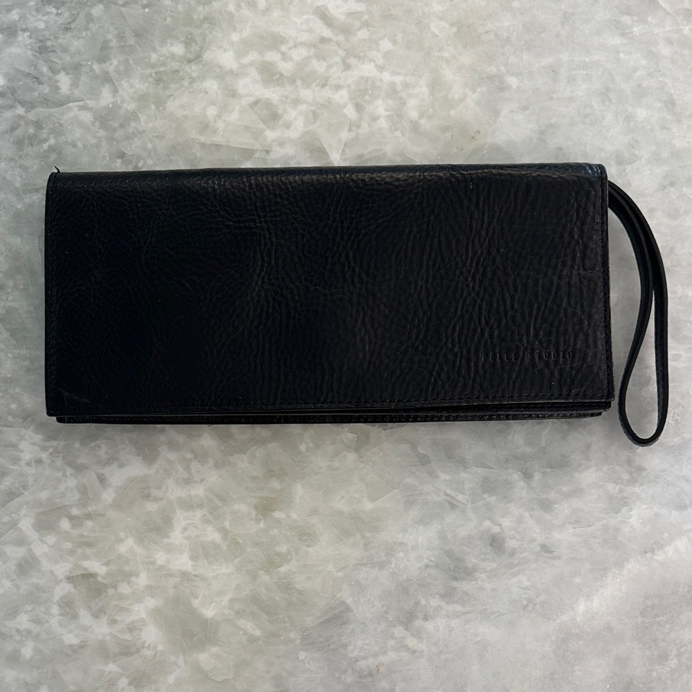 Wilsons Leather Black Wristlet Clutch